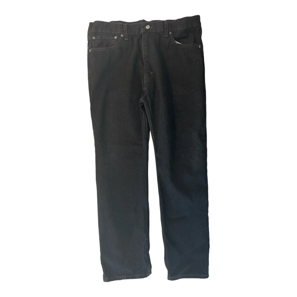 Levis 505 Regular Fit Black Denim Jeans Mens W38 L30 Straight Leg